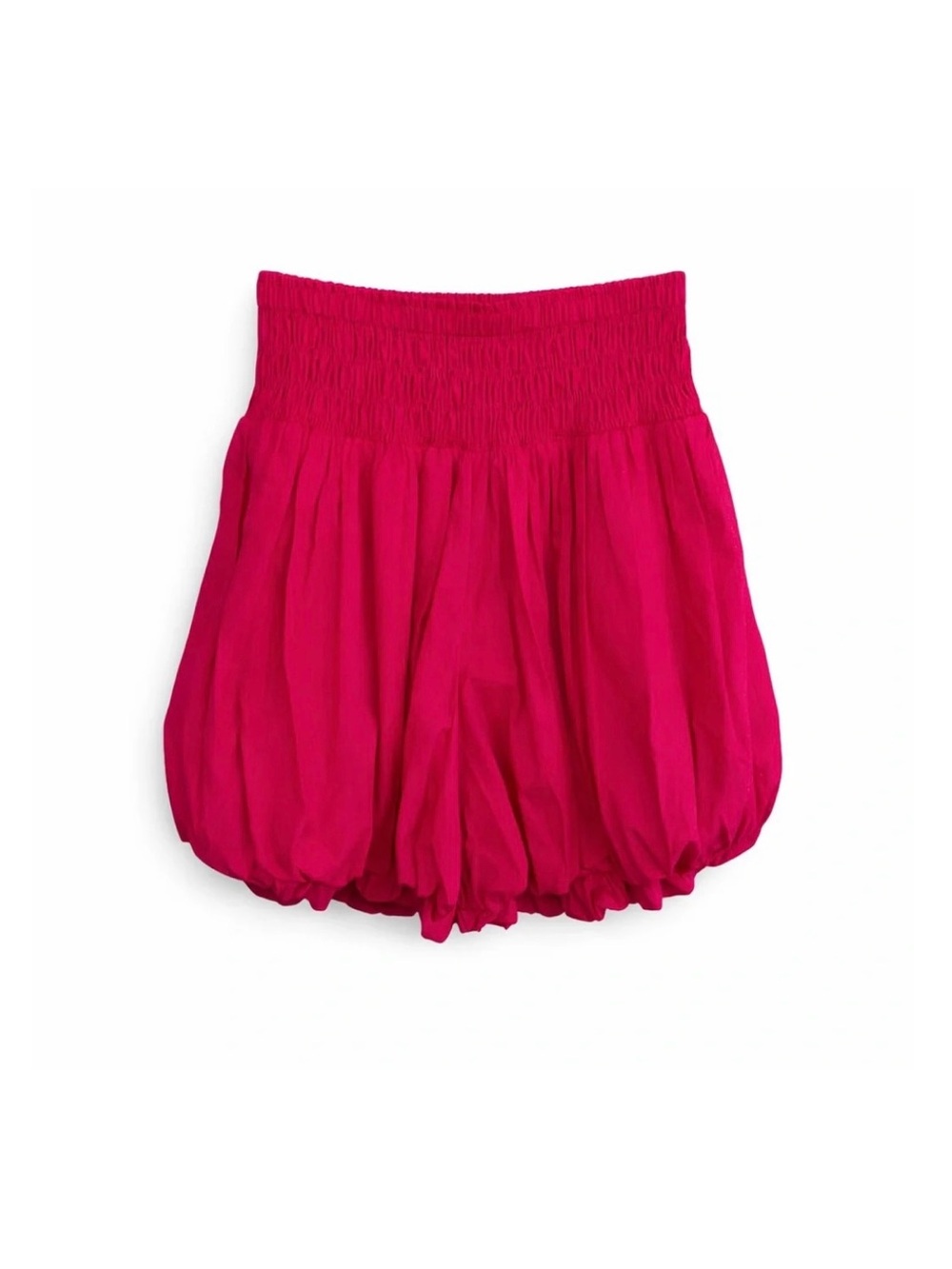 Maeve Smocked Waist Bubble Shorts - Fuchsia Pink